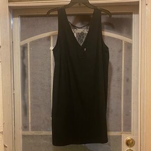 Abercrombie & Fitch Black Sleeveless V-Neck Dress with Lace Inset